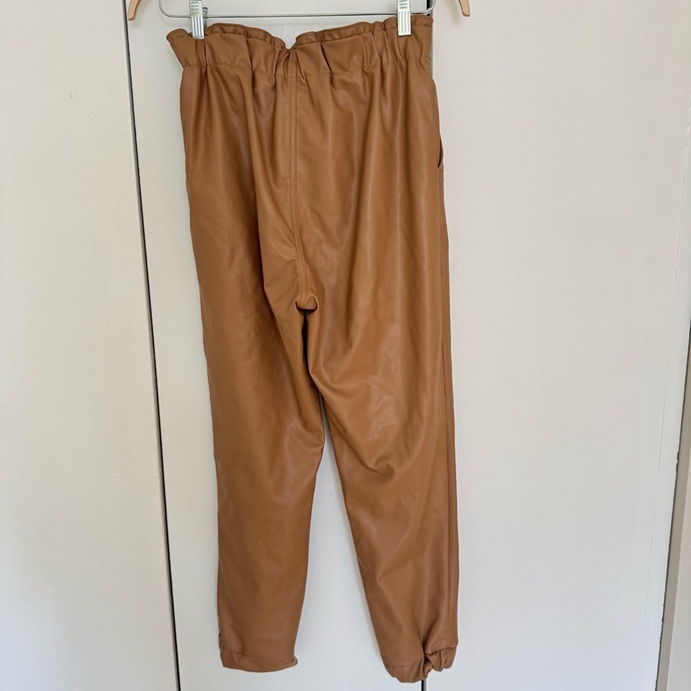 Abercrombie & Fitch Faux Leather Joggers Camel Beige Medium - Picture 6 of 6